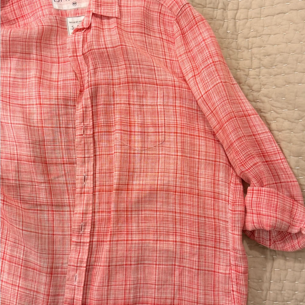 Frank & Eileen “Eileen” Red Plaid linen button up Shirt